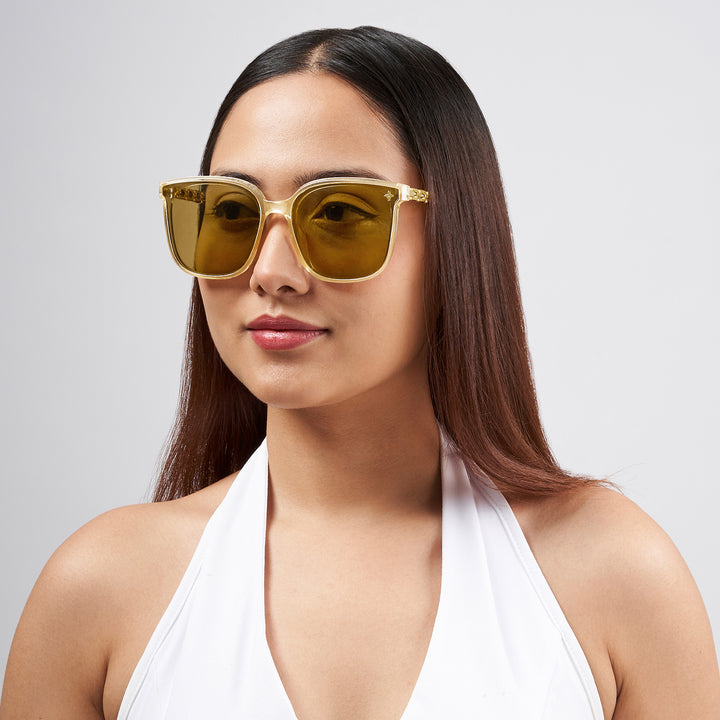 Deme Wayfarer Brown and Gold Sunglasses