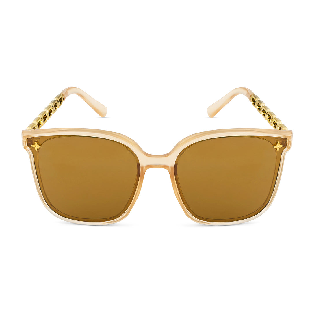 Deme Wayfarer Brown and Gold Sunglasses