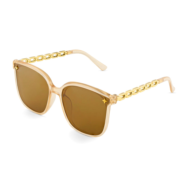 Deme Wayfarer Brown and Gold Sunglasses