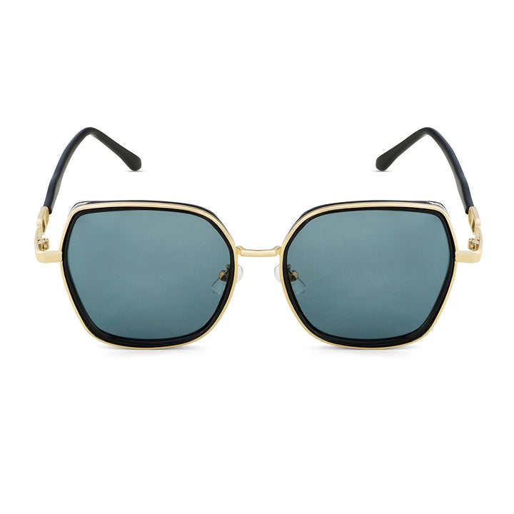 Spectra Black-Gold Oversized Sunglasses