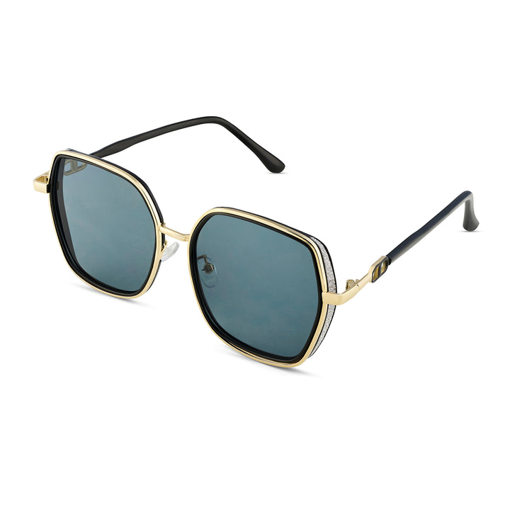 Spectra Black-Gold Oversized Sunglasses
