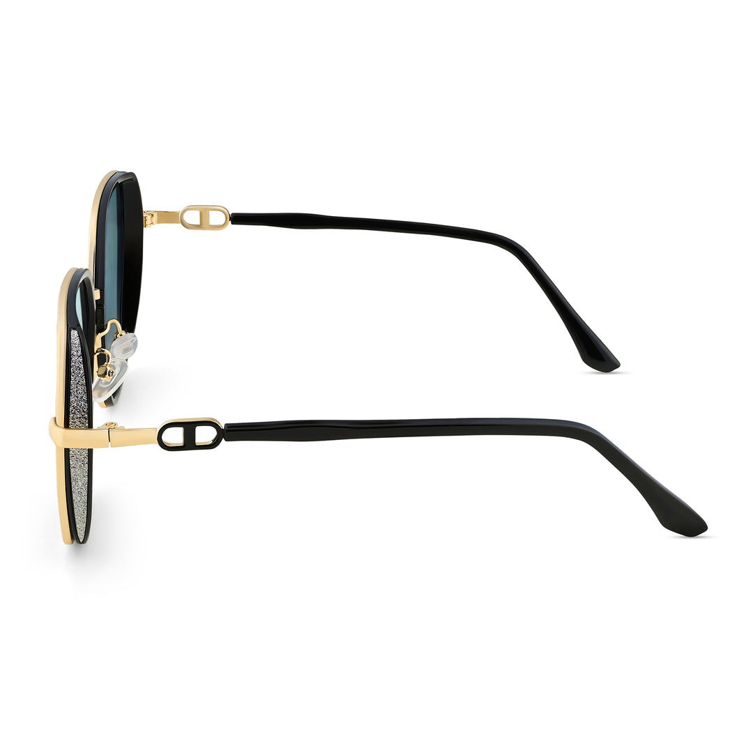 Spectra Black-Gold Oversized Sunglasses