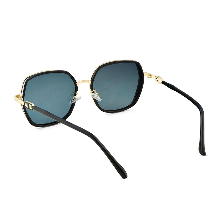 Spectra Black-Gold Oversized Sunglasses