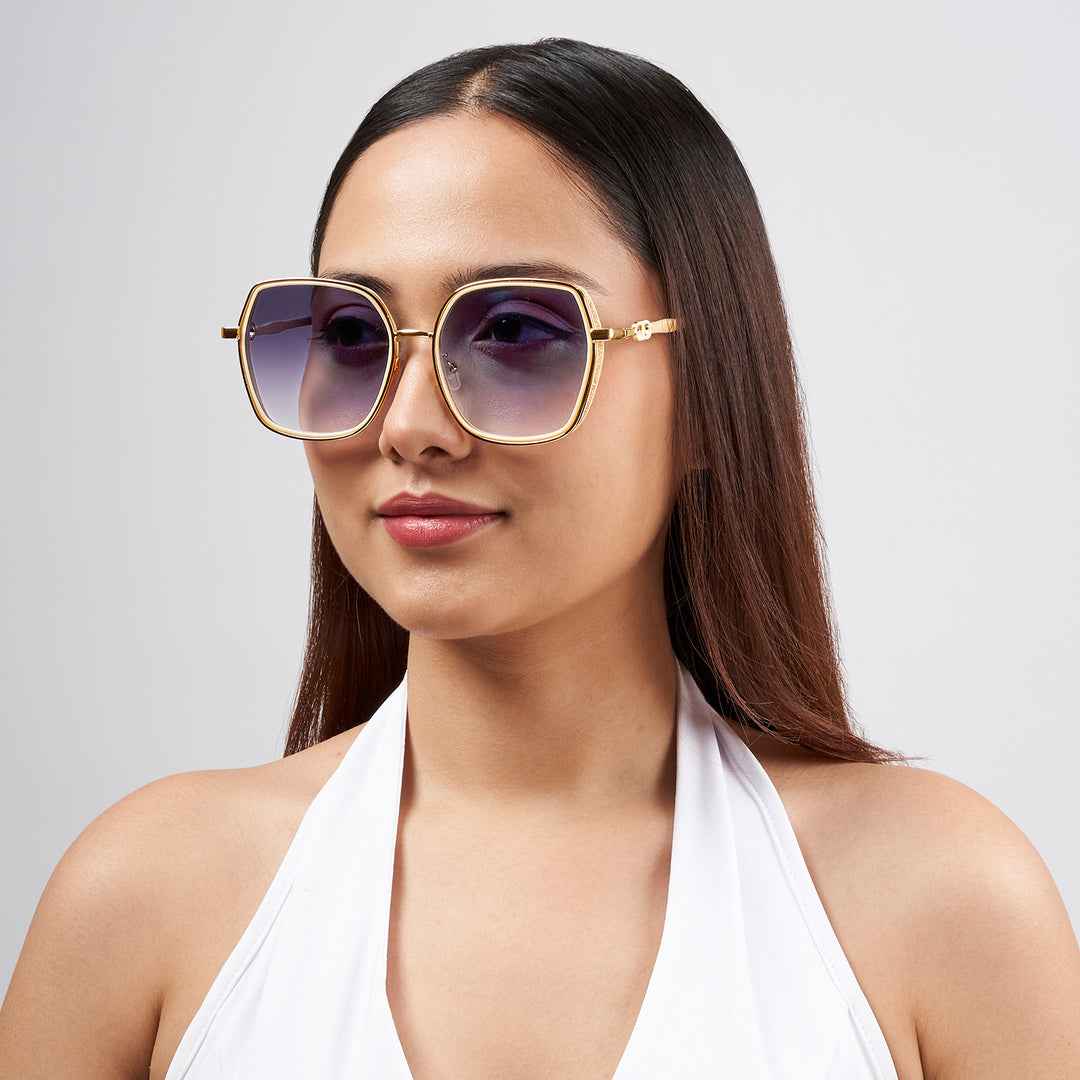 Spectra Purple-Rosegold Oversized Sunglasses