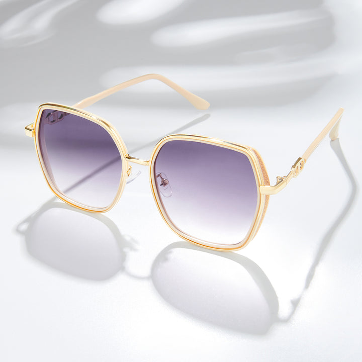 Spectra Purple-Rosegold Oversized Sunglasses