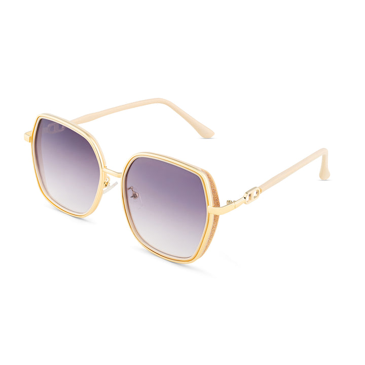 Spectra Purple-Rosegold Oversized Sunglasses