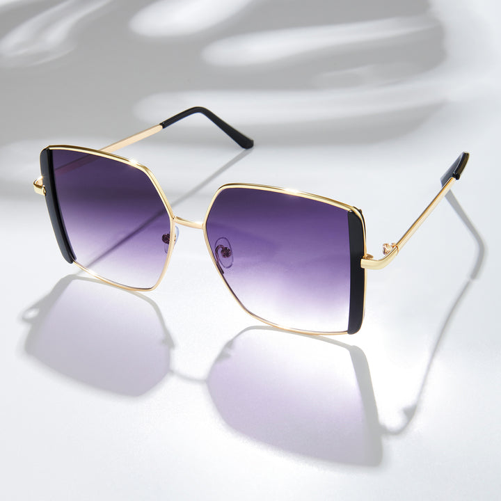 Drip Retro Square Purple Gold Sunglasses with Black Accents