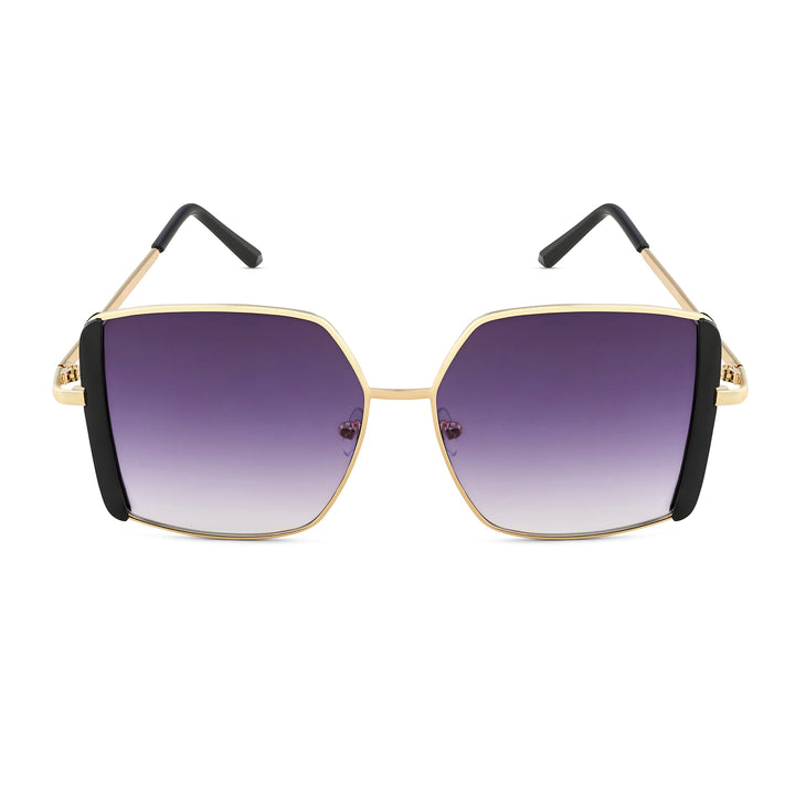 Drip Retro Square Purple Gold Sunglasses with Black Accents