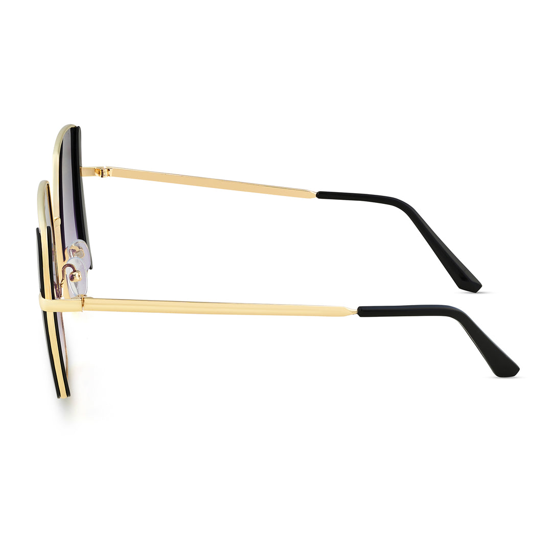 Drip Retro Square Purple Gold Sunglasses with Black Accents