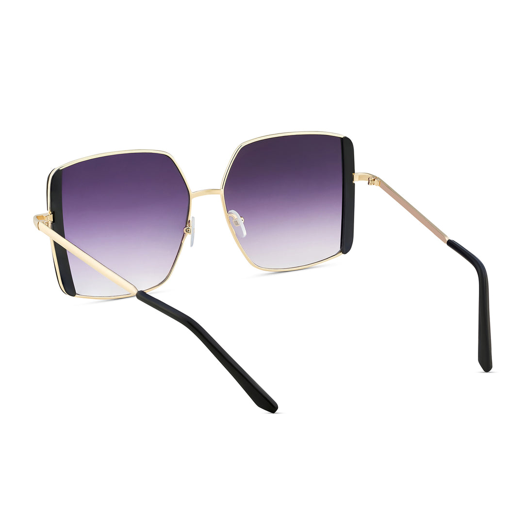 Drip Retro Square Purple Gold Sunglasses with Black Accents