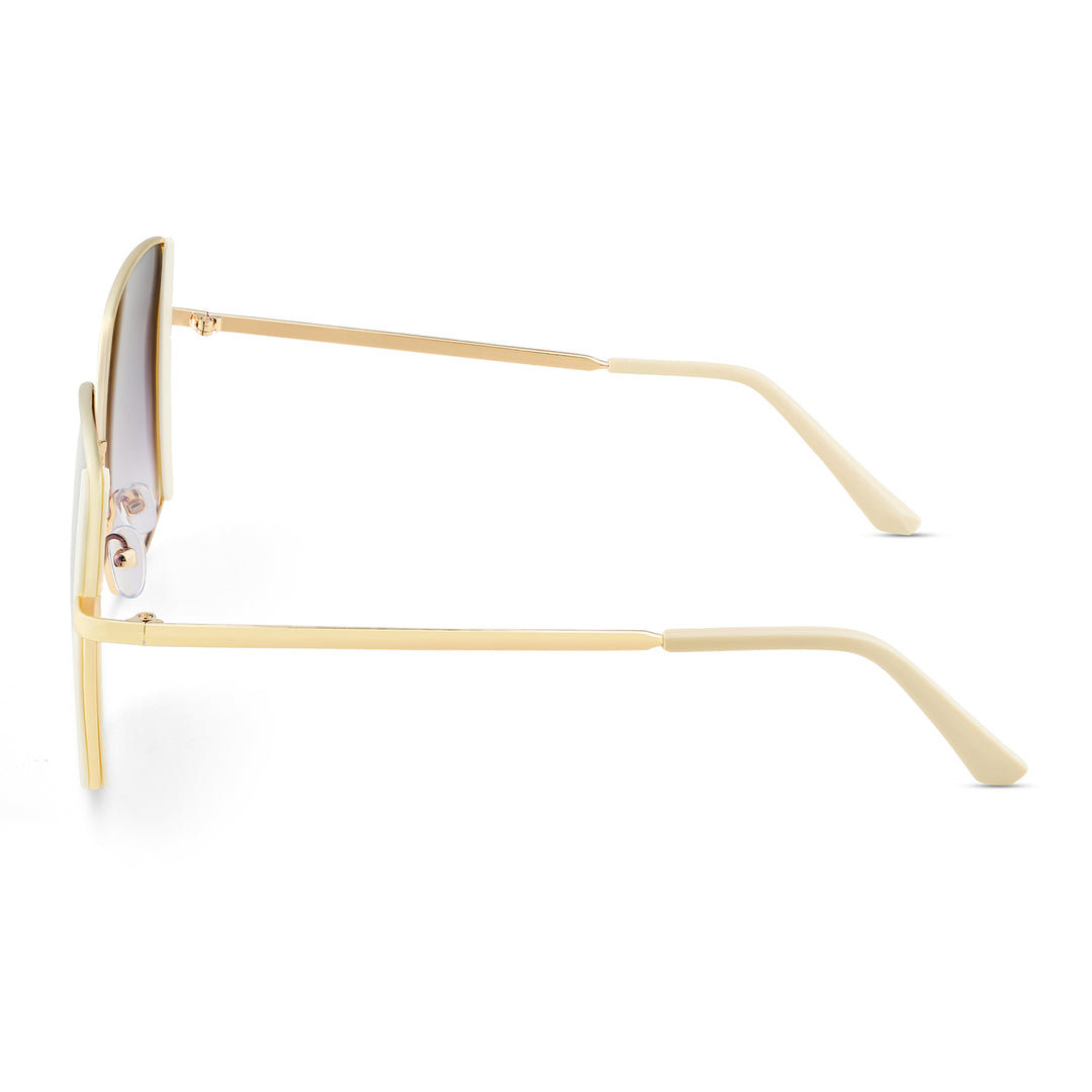 Drip Retro Square Purple Lens Gold Framed Sunglasses