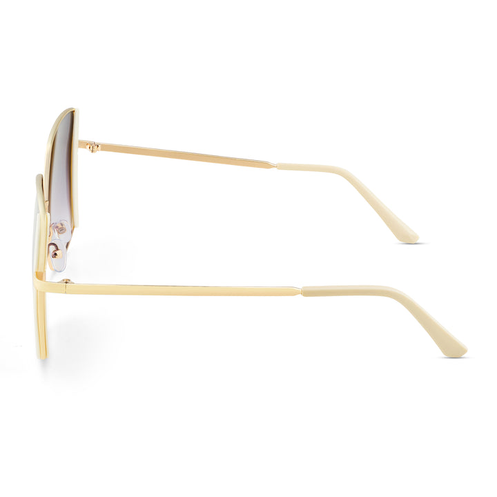 Drip Retro Square Purple Lens Gold Framed Sunglasses