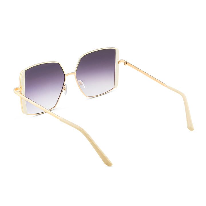 Drip Retro Square Purple Lens Gold Framed Sunglasses