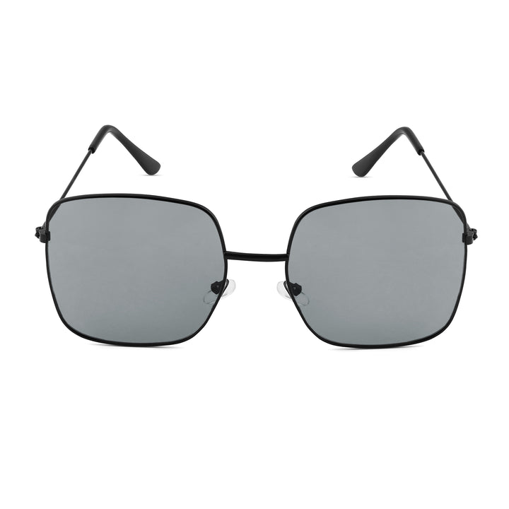 Solar Retro Square Grey Lens Black Frame Sunglasses