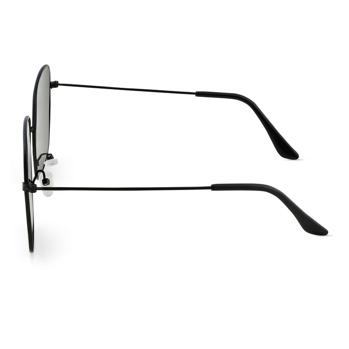 Solar Retro Square Grey Lens Black Frame Sunglasses