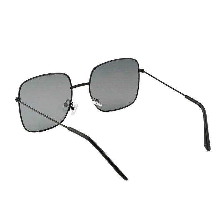 Solar Retro Square Grey Lens Black Frame Sunglasses