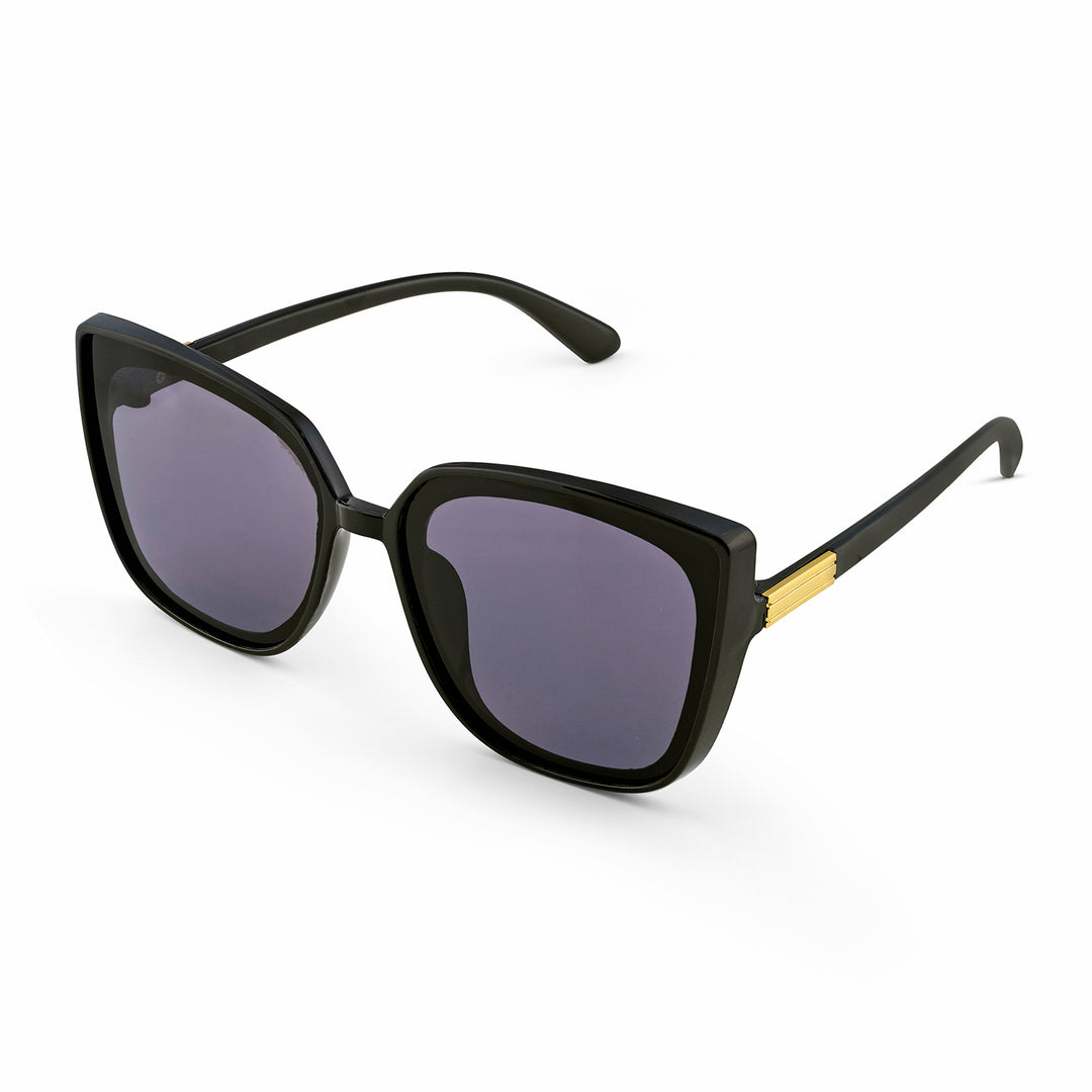 Cardi Cat Eye Black Sunglasses with Gold Accents