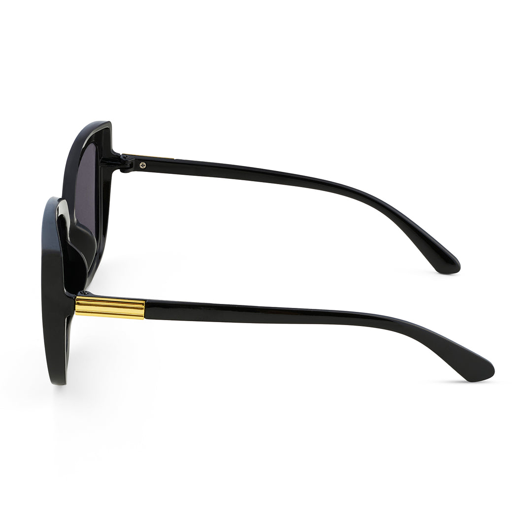 Cardi Cat Eye Black Sunglasses with Gold Accents