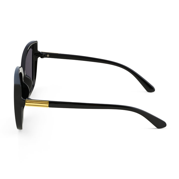 Cardi Cat Eye Black Sunglasses with Gold Accents