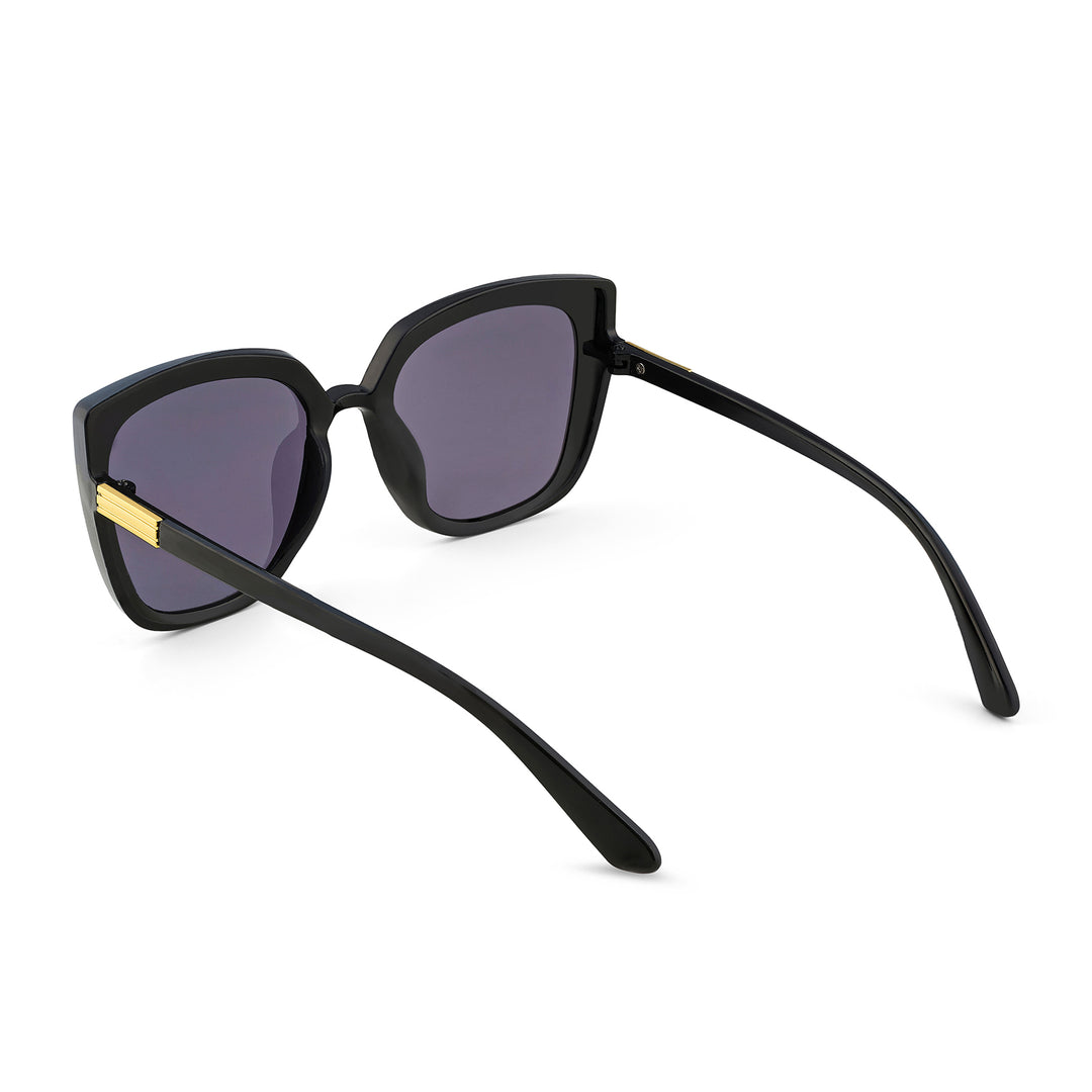 Cardi Cat Eye Black Sunglasses with Gold Accents