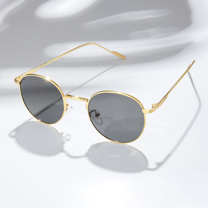 Gaze Round Black Ombre Lens Gold Frame Sunglasses