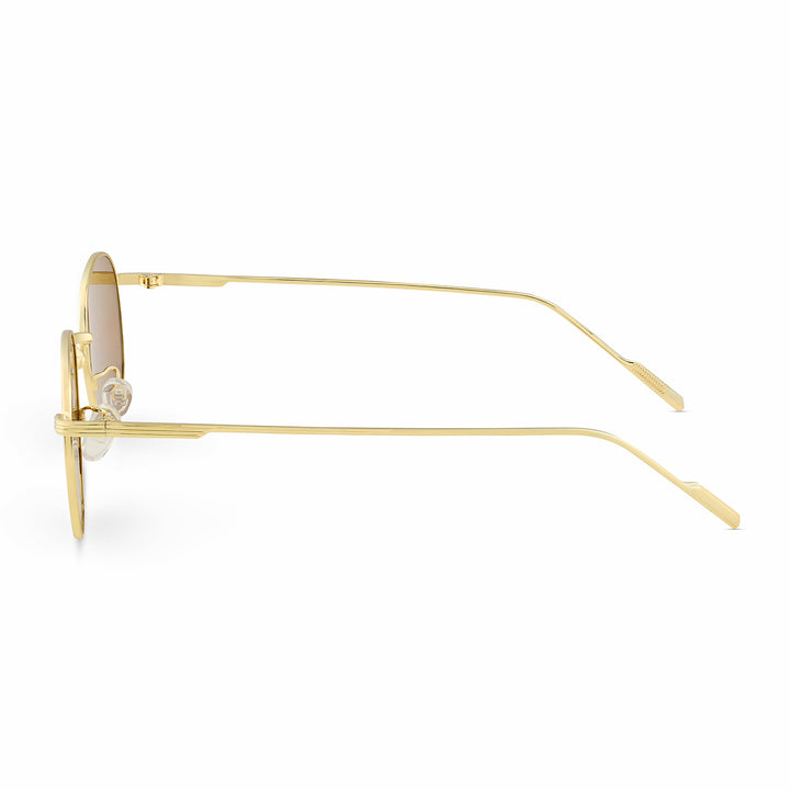 Gaze Round Brown Lens Gold Frame Sunglasses