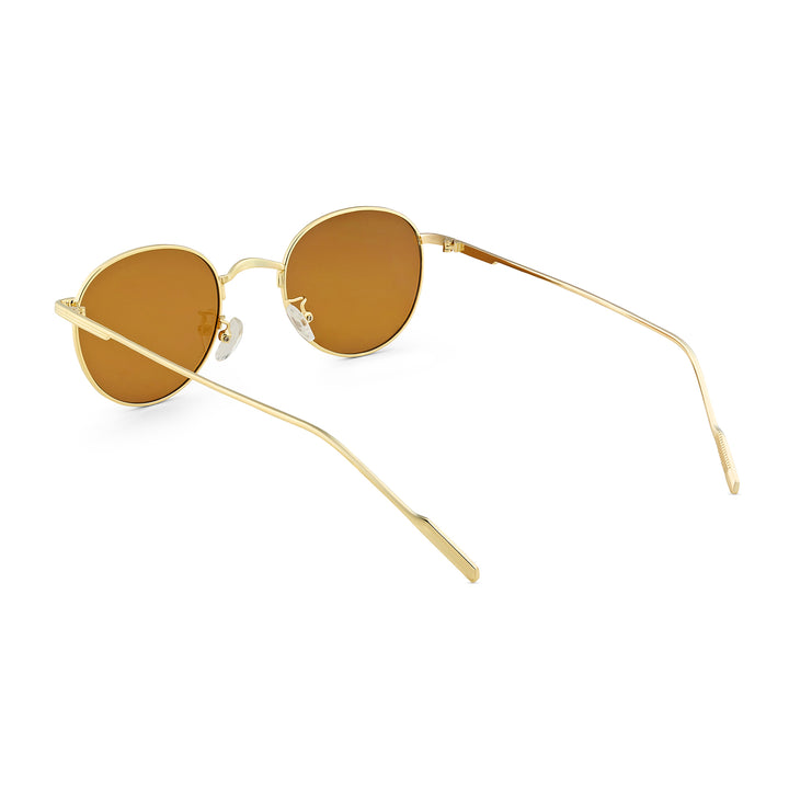 Gaze Round Brown Lens Gold Frame Sunglasses