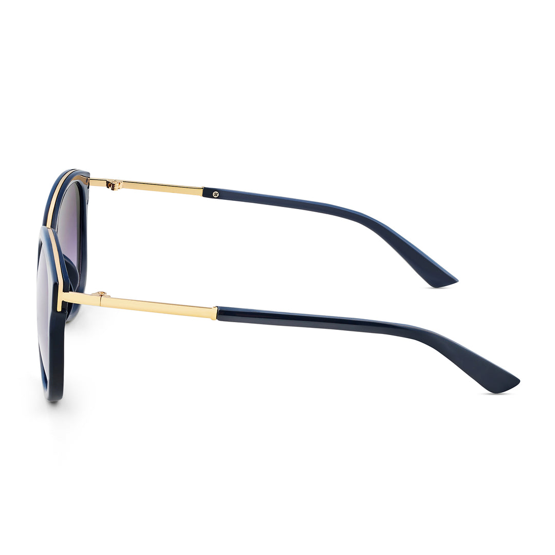 Coastin' Oval Purple Ombre Lens Blue Frame Sunglasses with Gold Accents