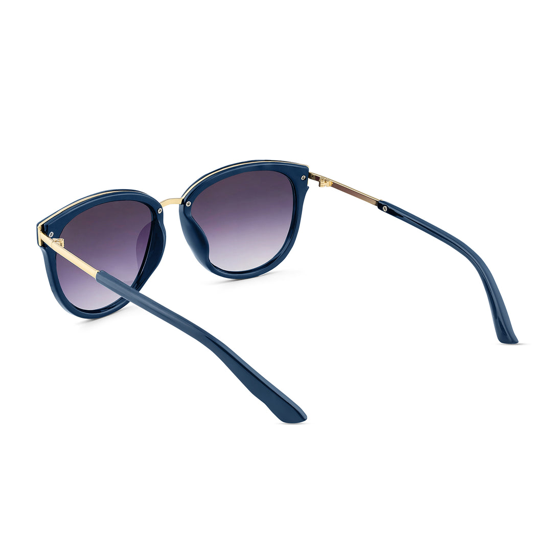 Coastin' Oval Purple Ombre Lens Blue Frame Sunglasses with Gold Accents