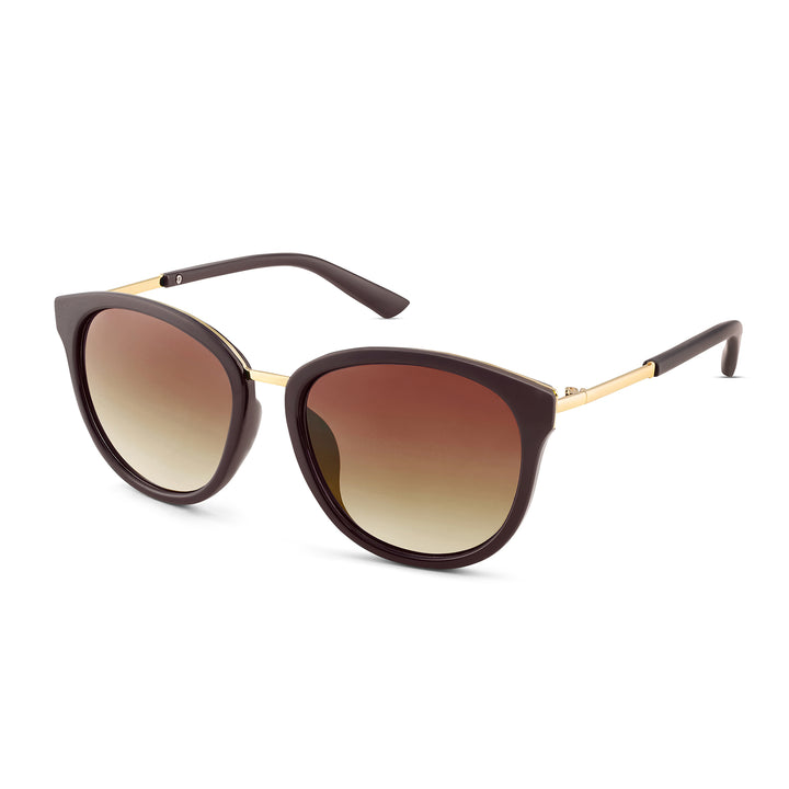 Coastin' Oval Brown Ombre Lens Brown Frame Sunglasses with Gold Accents
