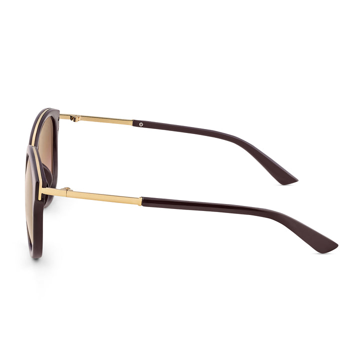 Coastin' Oval Brown Ombre Lens Brown Frame Sunglasses with Gold Accents