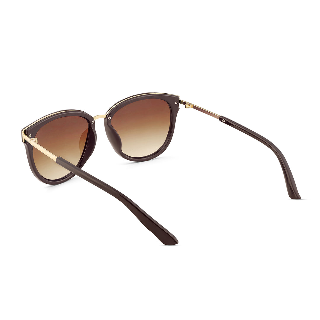 Coastin' Oval Brown Ombre Lens Brown Frame Sunglasses with Gold Accents