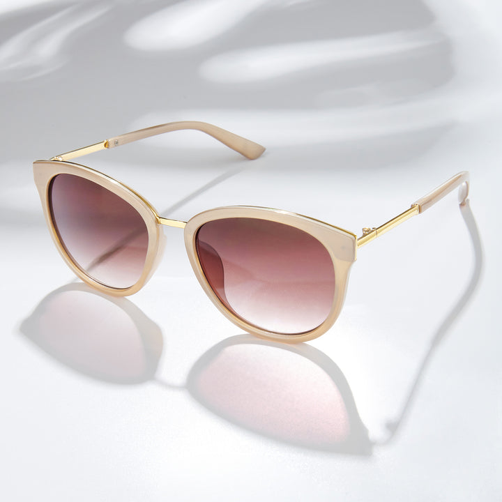 Coastin' Oval Purple Ombre Lens Pink Frame Sunglasses with Gold Accents