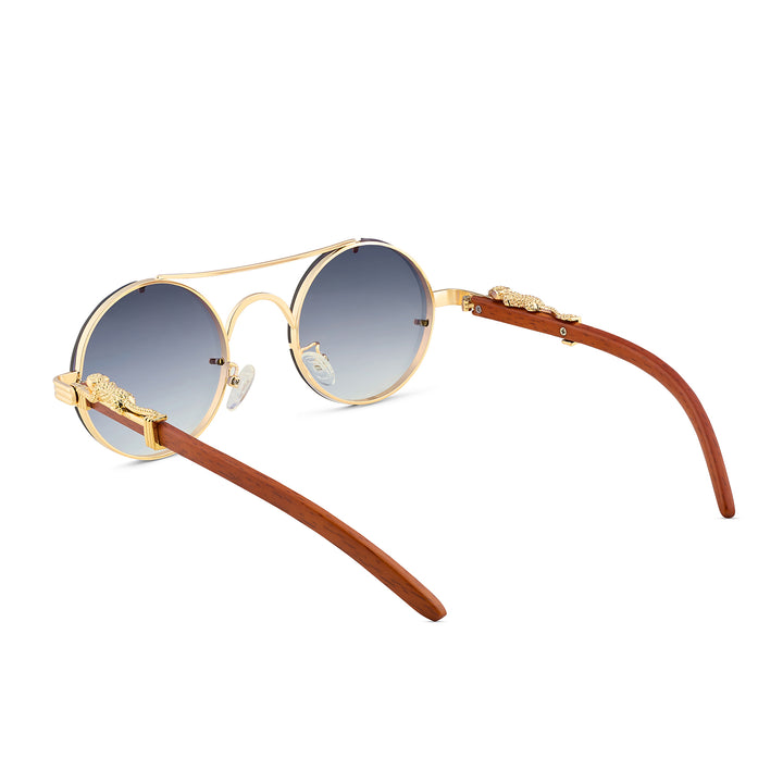Glow Up Round Purple Sunglasses with Jaguar Accents
