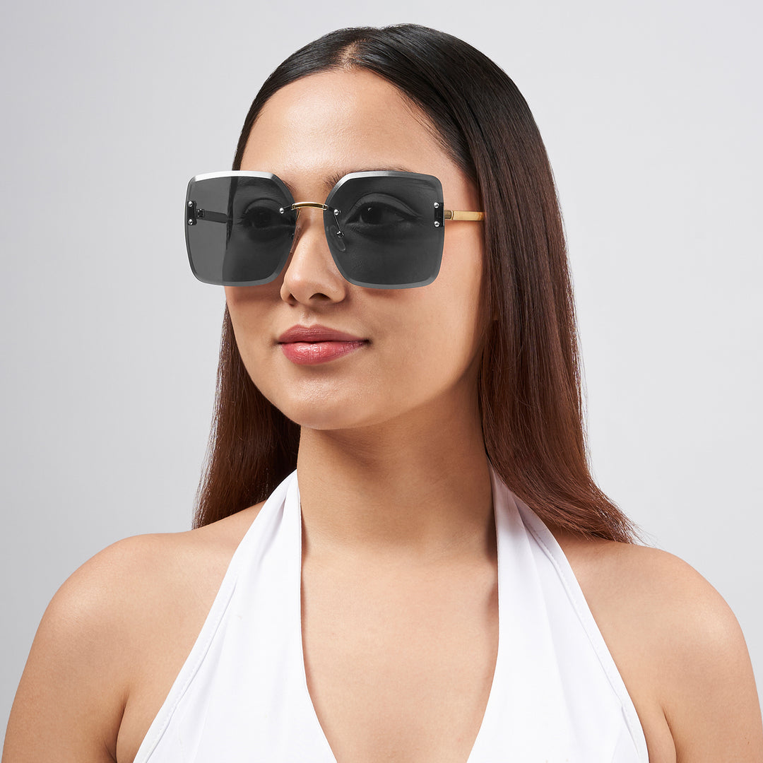 Flare Butterfly Grey Lens Gold Frame Sunglasses