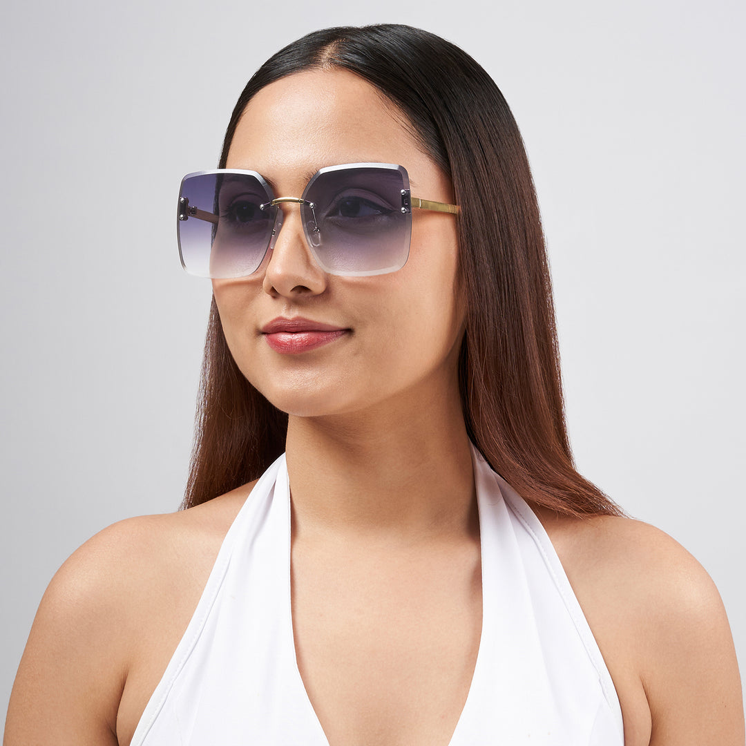 Flare Butterfly Purple Ombre Lens Gold Frame Sunglasses