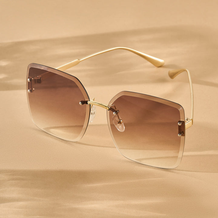 Flare Butterfly Brown Ombre Lens Gold Frame Sunglasses