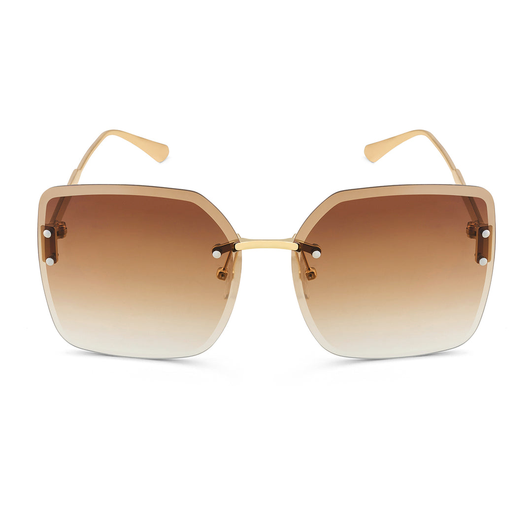 Flare Butterfly Brown Ombre Lens Gold Frame Sunglasses