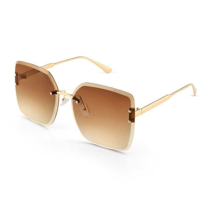 Flare Butterfly Brown Ombre Lens Gold Frame Sunglasses