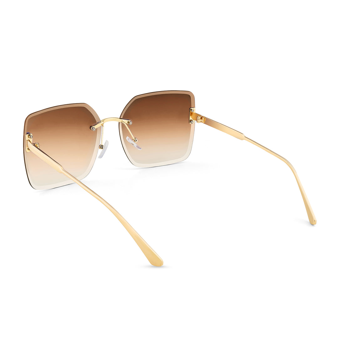 Flare Butterfly Brown Ombre Lens Gold Frame Sunglasses