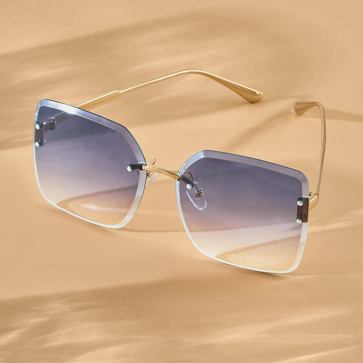 Flare Butterfly Purple and Brown Ombre Lens Gold Frame Sunglasses