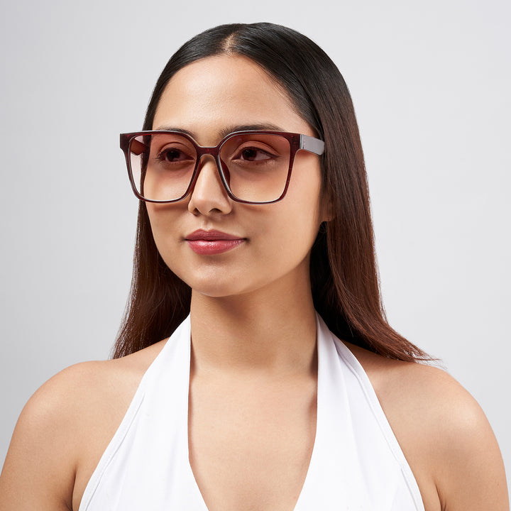 Cali Square Cateye Wine Ombre Lens Wine Frame Sunglasses