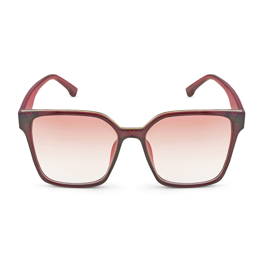 Cali Square Cateye Wine Ombre Lens Wine Frame Sunglasses