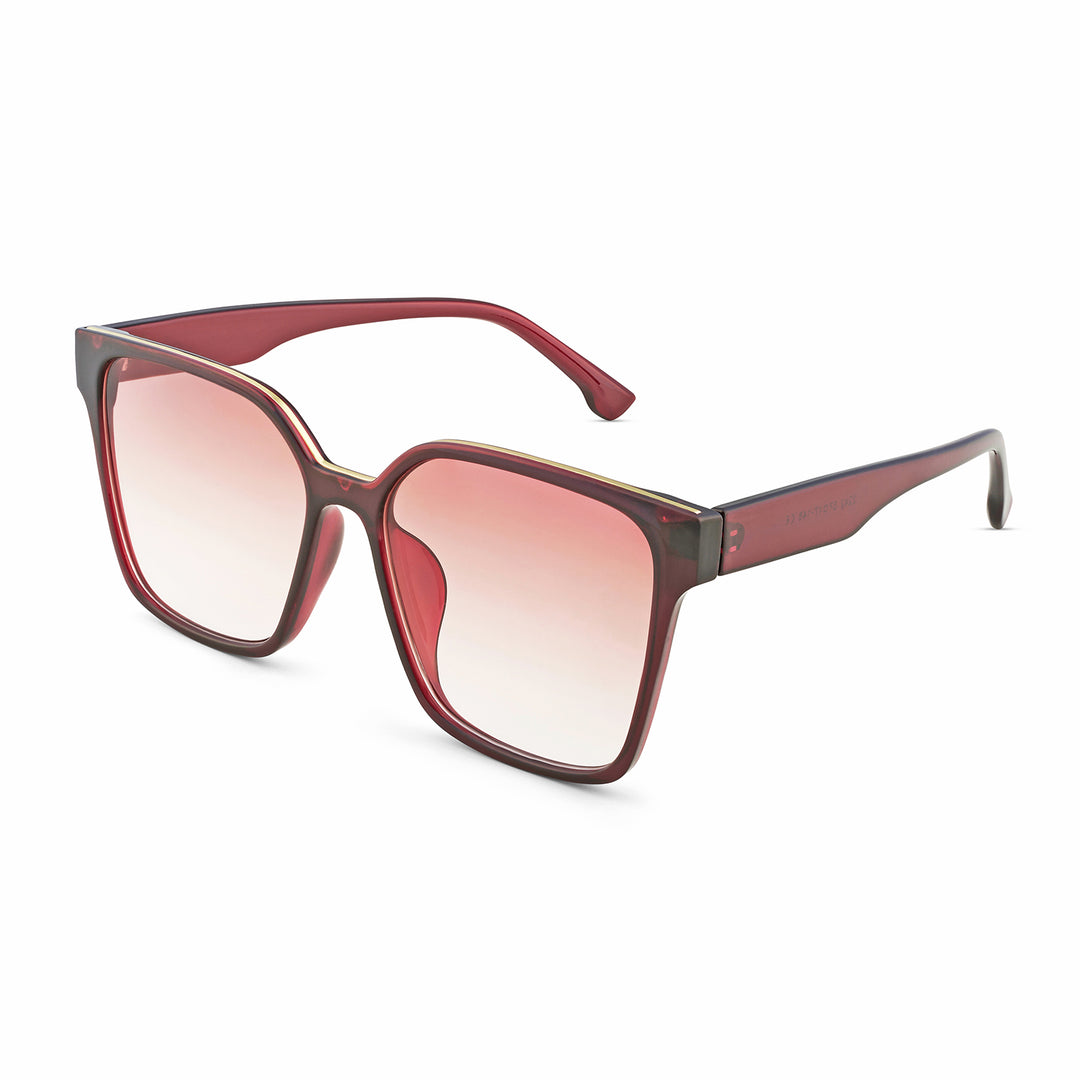 Cali Square Cateye Wine Ombre Lens Wine Frame Sunglasses