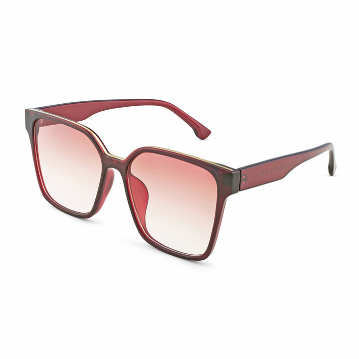 Cali Square Cateye Wine Ombre Lens Wine Frame Sunglasses