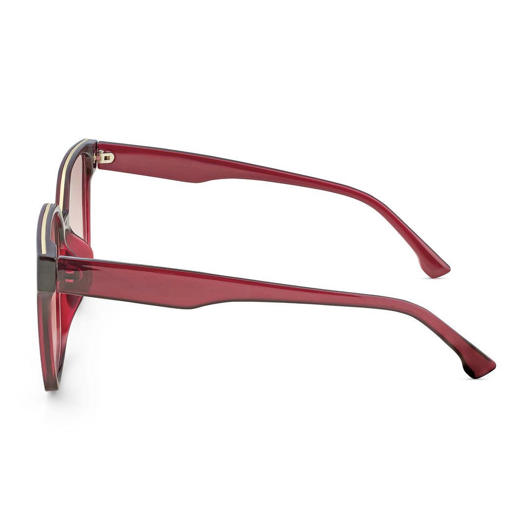 Cali Square Cateye Wine Ombre Lens Wine Frame Sunglasses