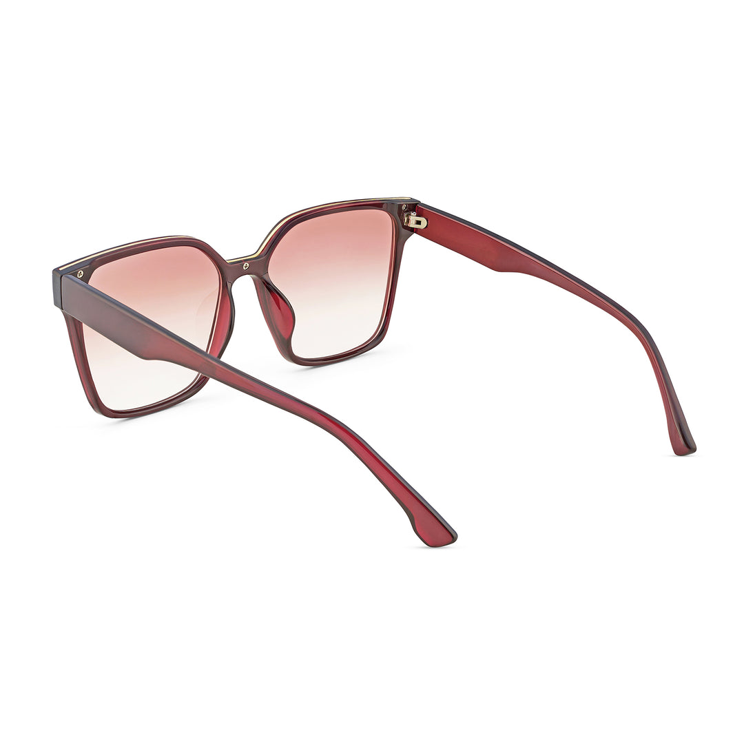 Cali Square Cateye Wine Ombre Lens Wine Frame Sunglasses