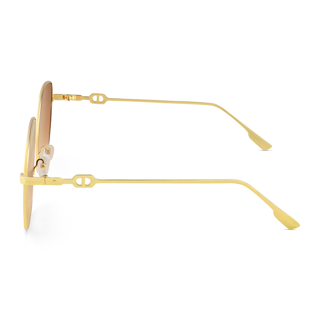 Sunkissed Square Brown and Gold Oversized Sunglasses