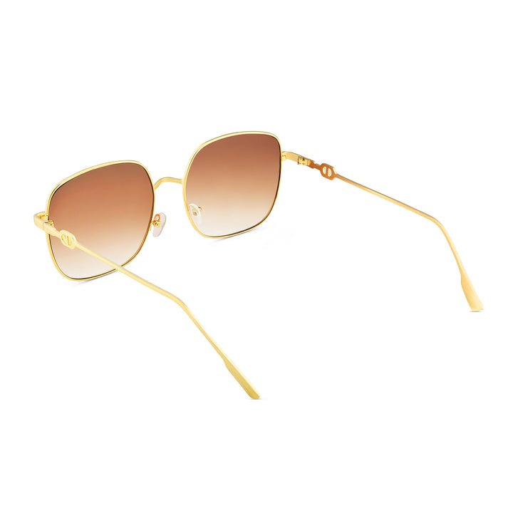 Sunkissed Square Brown and Gold Oversized Sunglasses