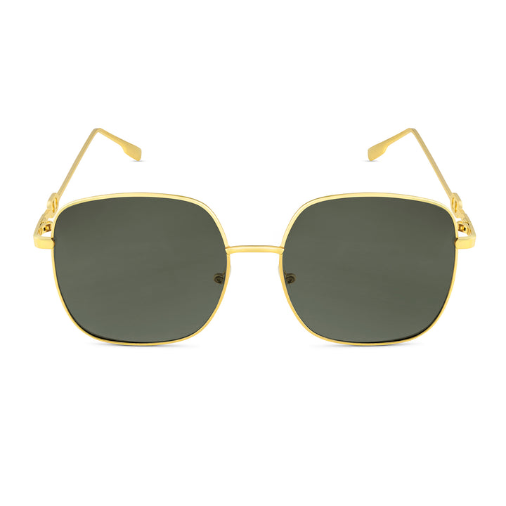Sunkissed Square Dark Brown and Gold Oversized Sunglasses